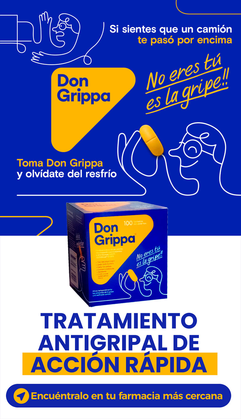 Si sientes que un camión te pasó por encima, toma Don Grippa y olvídate del resfrío.